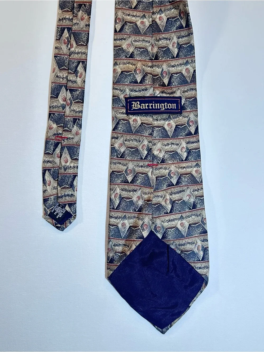 Vintage Barrington Mens 100% Silk Tie Geometric Abstract Made USA Necktie